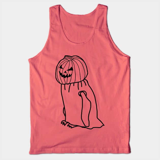 Minimal Penguin Wearing Halloween Costume Outline Tank Top by ellenhenryart